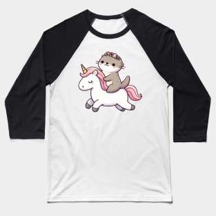 Cute otter Ride unicorn Baseball T-Shirt